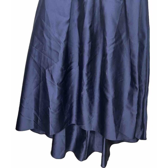Alfred Sung Midnight Navy Sateen Twill High Low Cocktail Dress Gown New Size 10 - Picture 12 of 14